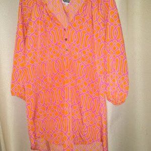 Mud Pie Women's Top Size L Pink & Orange